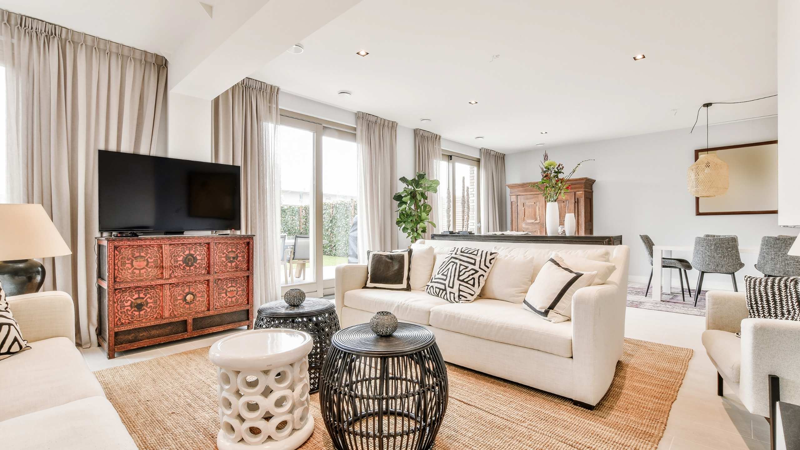 photo of bright, white luxury living room