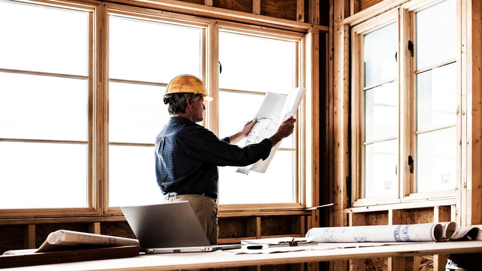 home builder looking at site map